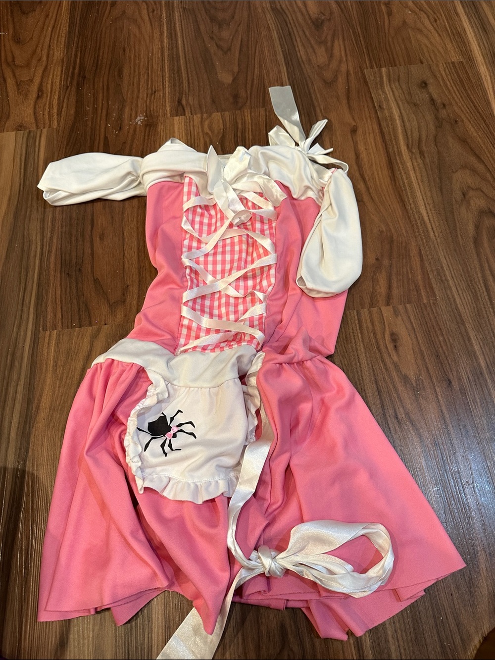 Leg Avenue Pink Gingham Little Miss Muffet Adult Costume Dress W/Spider On Apron